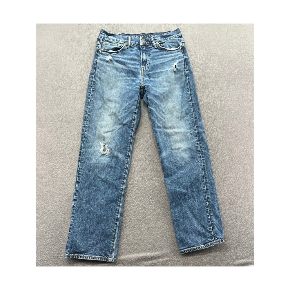 American Eagle Jeans Mens 30x32 Flex+ Original Straight Medium Wash Distressed